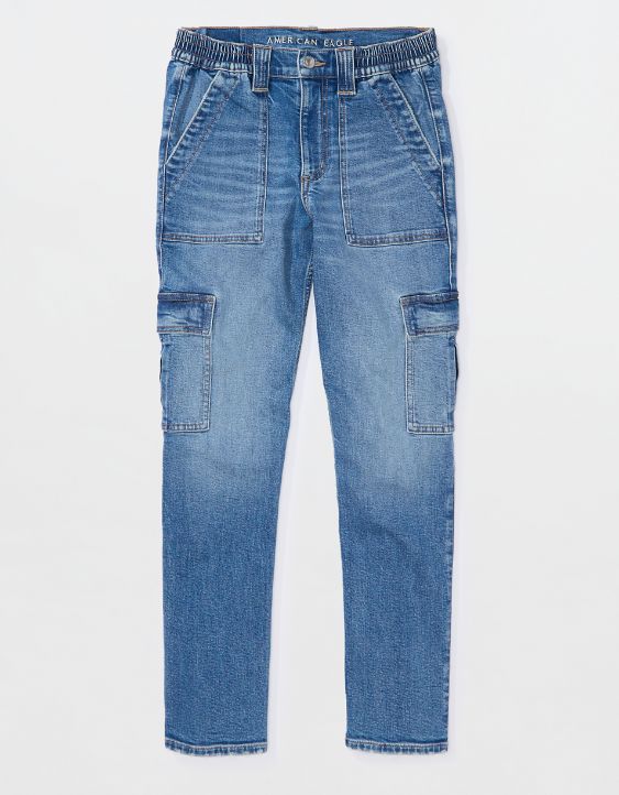 AE Stretch Super High-Waisted Ankle Straight Cargo Jean