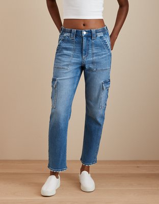 AE Stretch Super High-Waisted Baggy Straight Cargo Jean