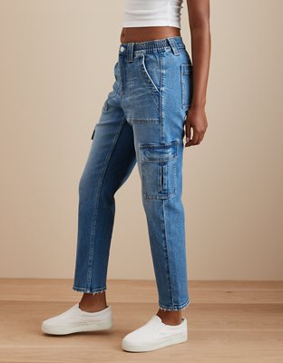 Женские джинсы American Eagle AE Stretch Super High-Waisted Ankle Straight Cargo Jean — фото 4