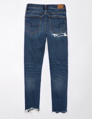 AE Strigid Super High-Waisted Ripped Ankle Straight Jean