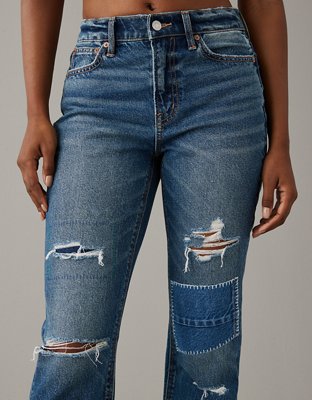 AE Strigid Super High-Waisted Ripped Ankle Straight Jean