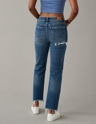 AE Strigid Super High-Waisted Ripped Ankle Straight Jean
