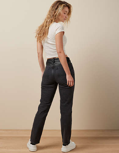 AE Stretch Super High-Waisted Vegan Leather Ankle Straight Jean