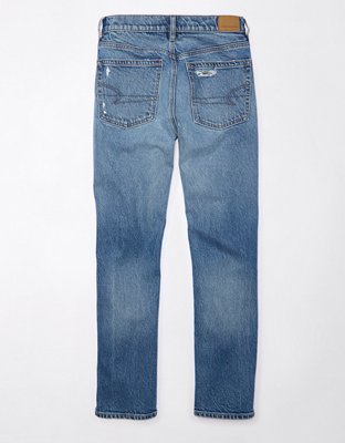 AE Stretch Super High-Waisted Ripped Ankle Straight Jean