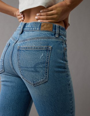 AE Straight Jean Stretch Hasta el Tobillo Cintura Super Alta