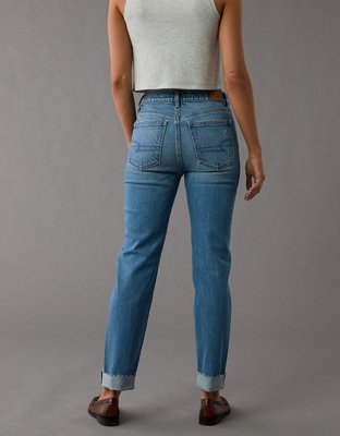 AE Straight Jean Stretch Hasta el Tobillo Cintura Super Alta