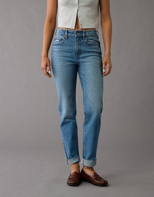 AE Straight Jean Stretch Hasta el Tobillo Cintura Super Alta