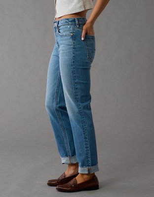 AE Straight Jean Stretch Hasta el Tobillo Cintura Super Alta