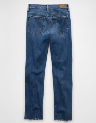 Jean droit ample à taille très haute déchiré extensible AE