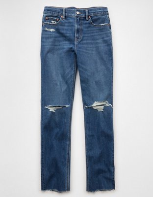 AE Stretch Ripped Super High-Waisted Straight Jean