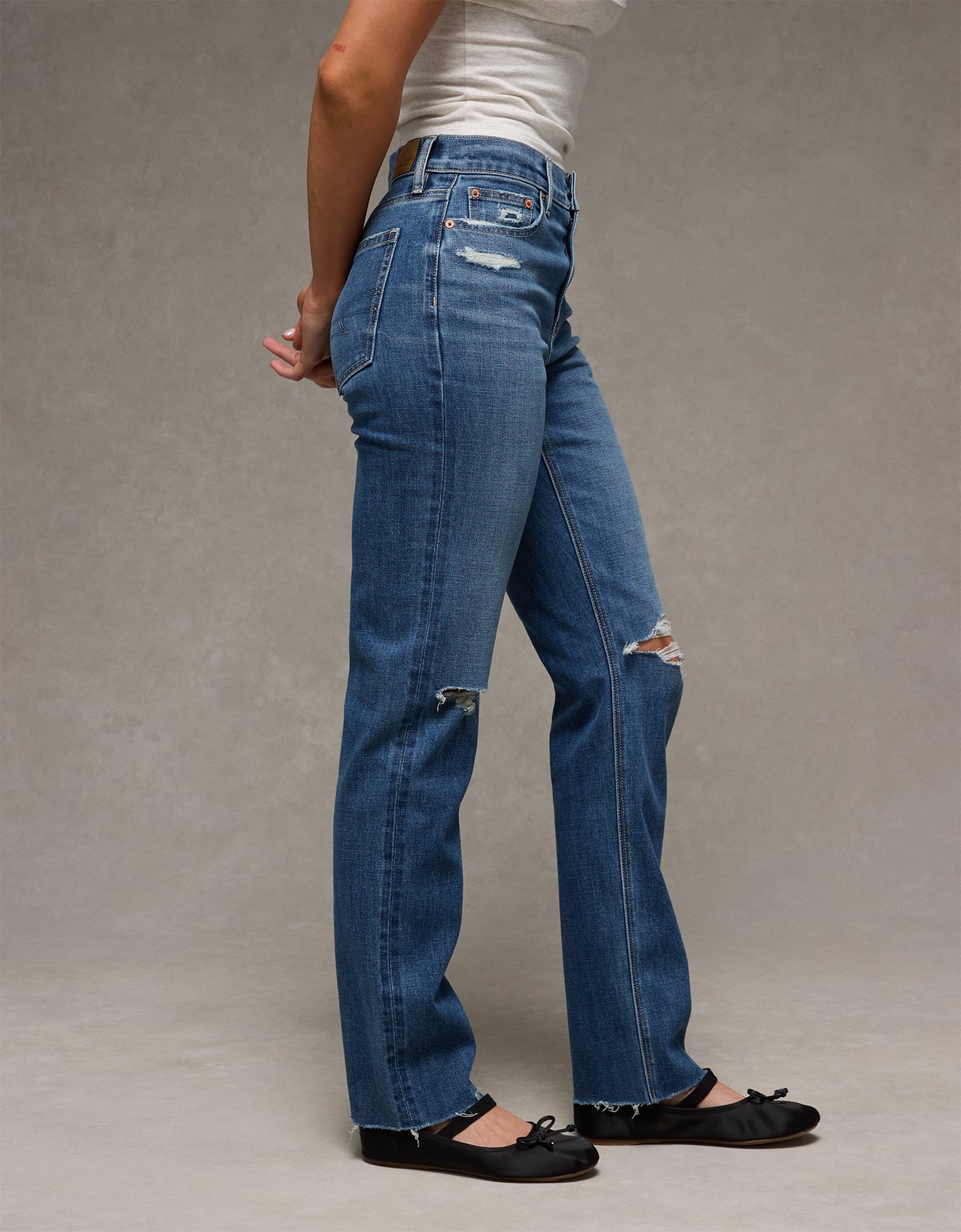 AE Stretch Ripped Super High-Waisted Straight Jean - image 5