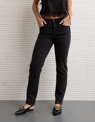 AE Stretch Super High-Waisted Embellished Straight Jean
