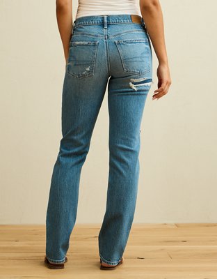 american eagle cigarette jeans AE High-Waisted Straight Jean Midweight structured denim with just enough stretch for everyday comfort/True jean AE Low-Rise Baggy Straight Jean