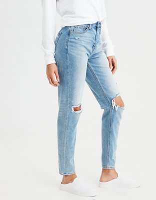 light colored distressed jeans