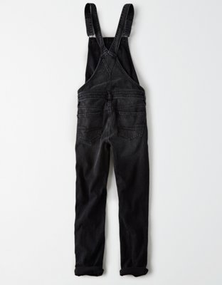 black jean short overalls