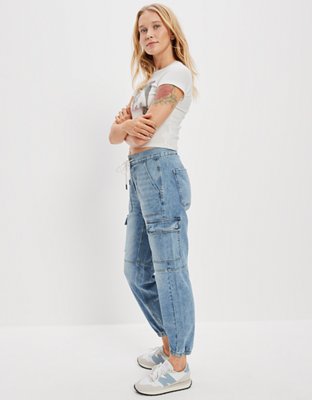 Женские джинсы American Eagle AE Super High-Waisted Cargo Denim Jogger — фото 4