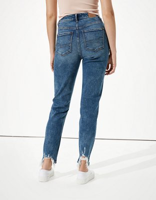 AE Stretch Ripped Highest Waist Mom Jean