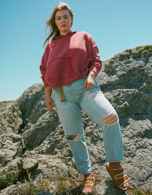 AE Stretch Ripped Mom Straight Jean