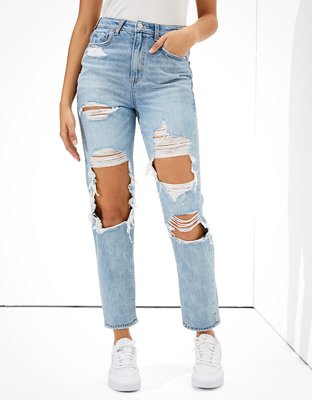 ae ripped super high waisted baggy wide leg jean