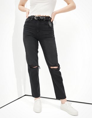 American eagle black 2024 ripped mom jeans