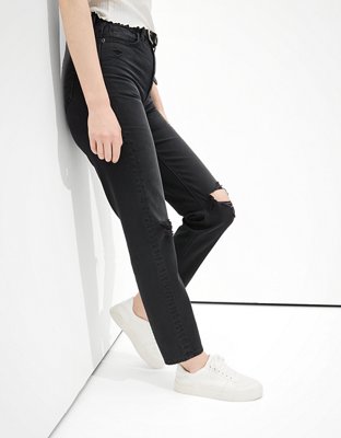 ae black mom jeans