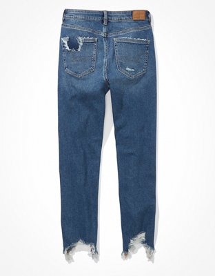 ae stretch ripped mom straight jean
