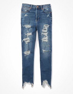 ae stretch ripped mom straight jean