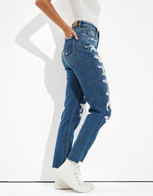 ae stretch ripped mom jean