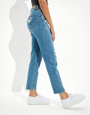 Женские джинсы American Eagle AE Patched Mom Straight Jean — фото 5