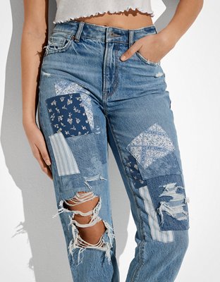 AE Patched Mom Straight Jean