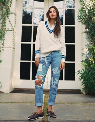 AE Patched Mom Straight Jean