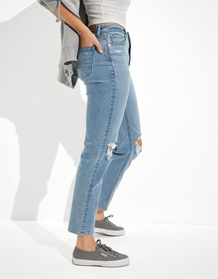 ae stretch ripped mom straight jean