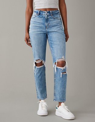 American eagle black 2024 ripped mom jeans