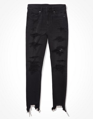 American eagle black hot sale ripped mom jeans