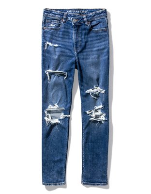 AE Stretch Ripped Mom Straight Jean