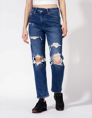 AE Stretch Ripped Mom Straight Jean