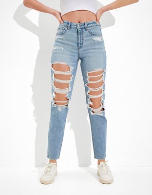 AE Comfort Stretch Waistband Mom Jean  Ripped mom jeans, Cute ripped jeans,  Mom jeans