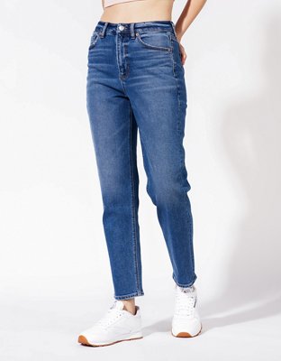 High-waisted Mom Jeans - Blue