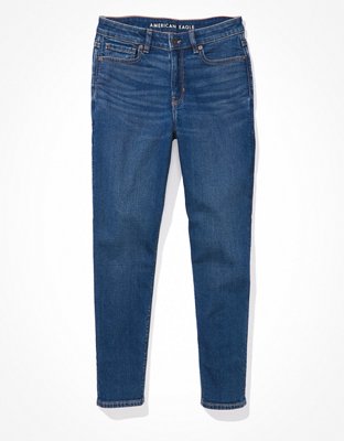 Pantalón Jean American Eagle original azul oscuro liso, CURVY HI-RISE