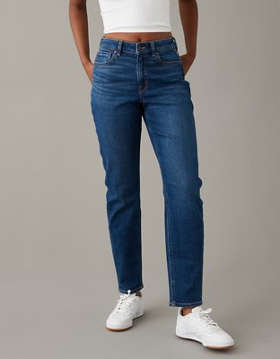 Slim-fit mom jeans in blue stretch denim