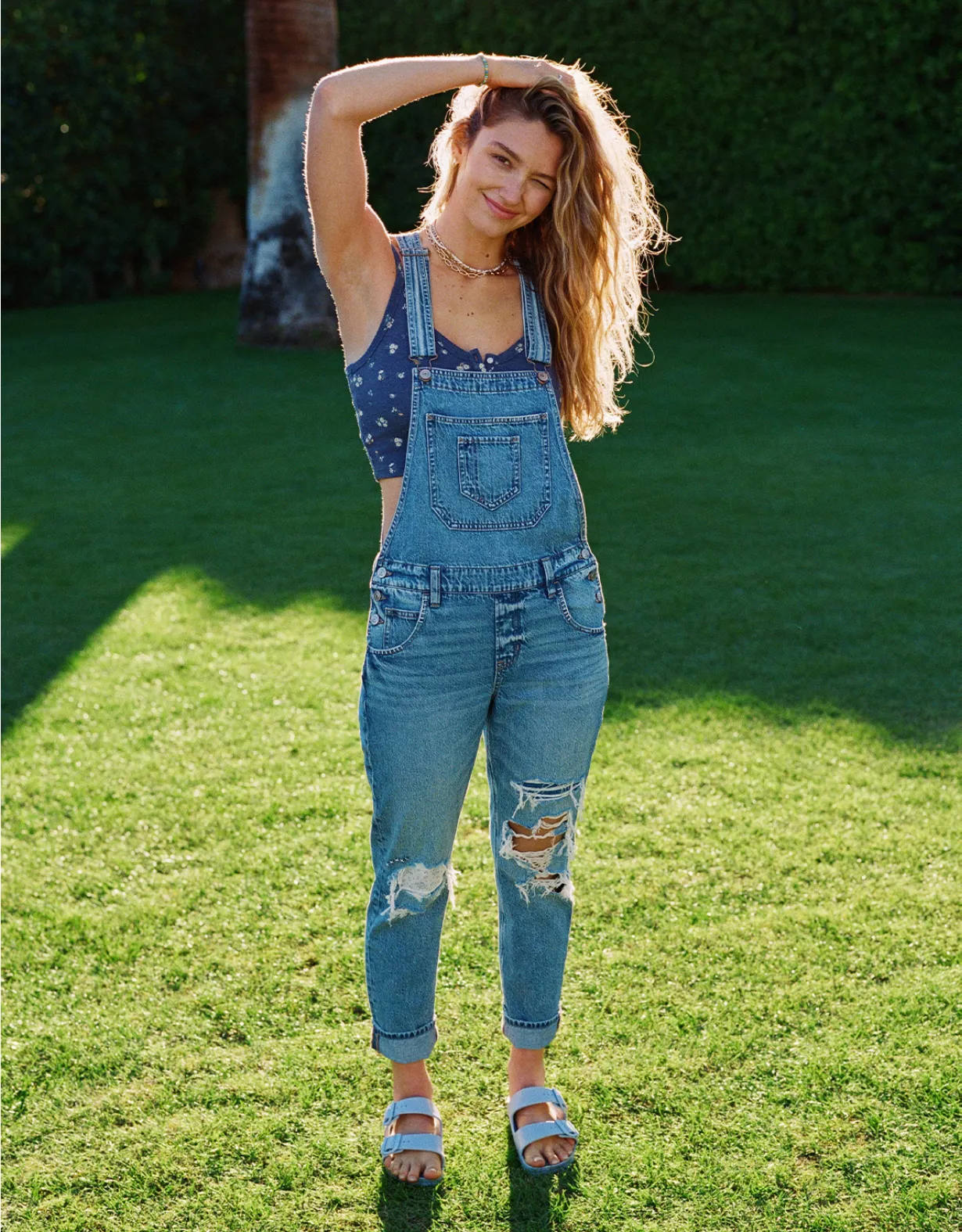 AE Ripped Denim Tomgirl Overall