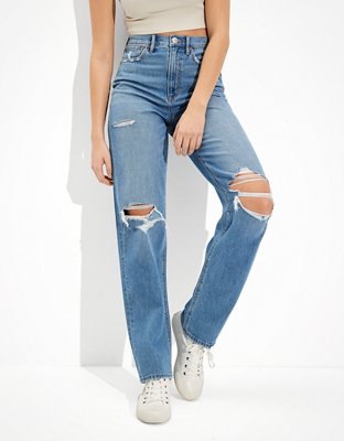 AE Ripped Highest Waist Baggy Straight Jean