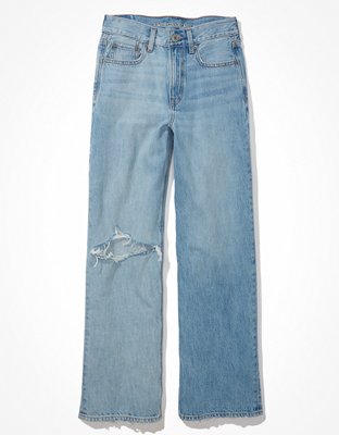 ae ripped super high waisted baggy wide leg jean