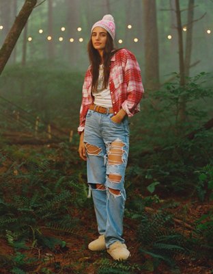 super high waisted distressed jeans