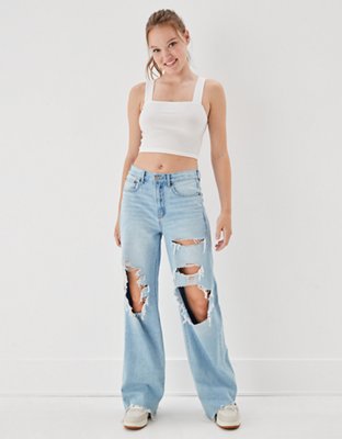 AE Ripped Super High-Waisted Baggy Wide-Leg Jean