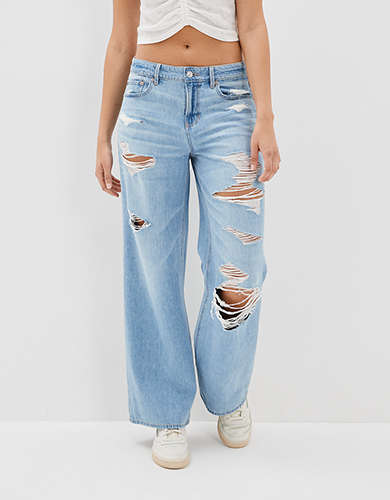 AE Ripped Low-Rise Baggy Wide-Leg Jean