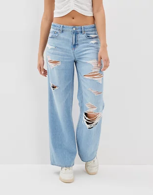 AE Ripped Low-Rise Baggy Wide-Leg Jean