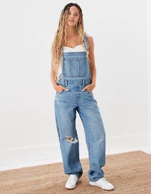 AE Ripped Denim Baggy Overall