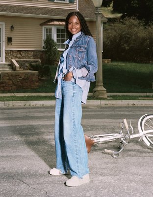 High-Waisted Baggy Wide-Leg Jeans for Girls