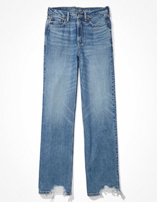 AE Dreamy Drape Stretch Ripped Super High-Waisted Baggy Wide-Leg Jean